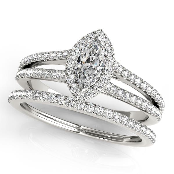 CERTIFIED 14KT WHITE GOLD 1.00 CTW J-K/VS-SI1 DIAMOND HALO BRIDAL SET (1 of 1)