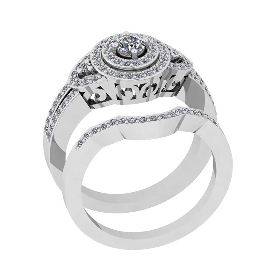 0.70 Ctw SI2/I1 Diamond Style 14K White Gold Engagement set Ring (1 of 2)