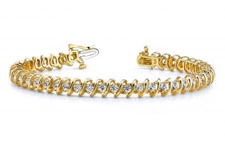 14KT YELLOW GOLD .40 CTW G-H VS2/SI1 DIAMOND SWIRL LINK TENNIS BRACELET (1 of 1)
