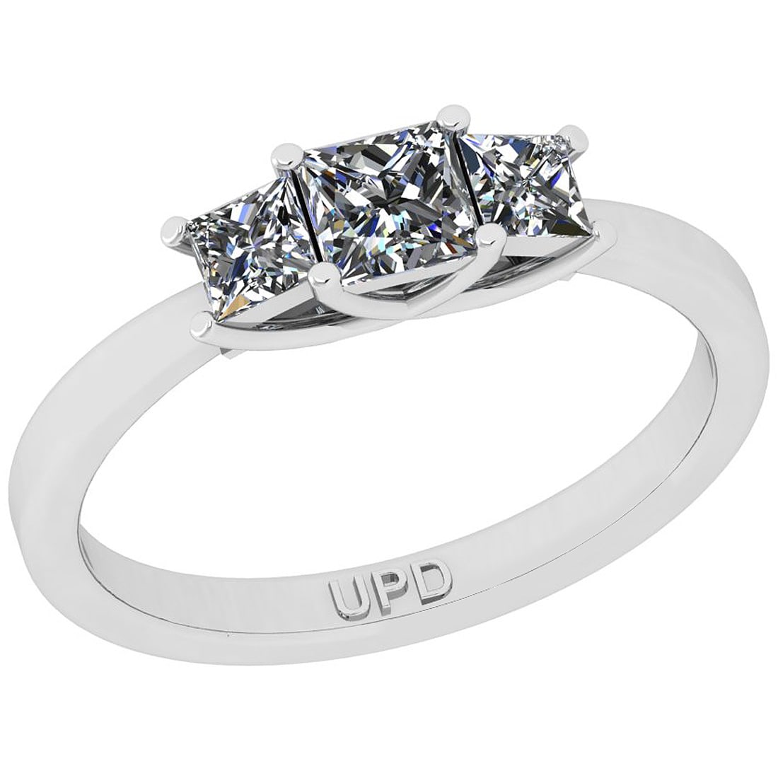 1.00 Ctw SI2/I1 Gia Certified Center Diamond 14K White Gold three Stone Rin: Center Diamond Weight : 1.00 Ctw ( 3psc Princess Cut) Center Diamond Color :-J-K Center Stone Setting : Prong Center Clarity : SI2/I1 Metal Weight : Approx 2.90 Gram 14K Yellow Gold three Stone Ring