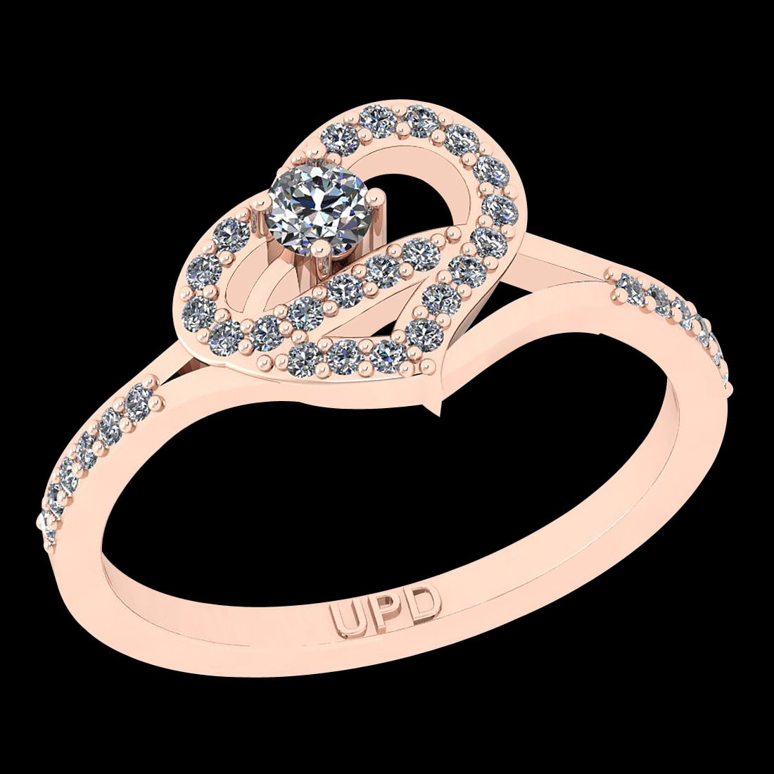 0.30 Ctw i2/i3 Diamond 14K Rose Gold Heart Promises Ring (1 of 1)