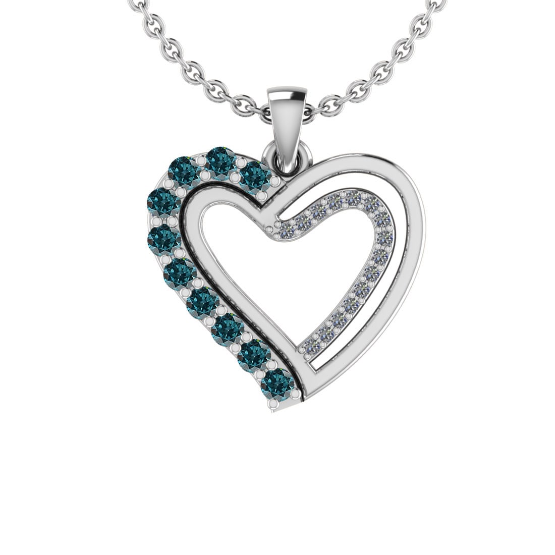 0.14 Ctw i2/i3 Treated fancy blue Diamond 14K White Gold Pendant Necklace (1 of 1)