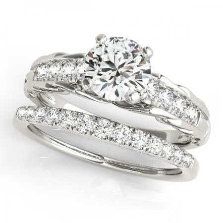 CERTIFIED 14KT WHITE GOLD 1.12 CTW J-K/VS-SI1 DIAMOND BRIDAL SET: CERTIFIED 14KT WHITE GOLD 1.12 CTW J-K/VS-SI1 DIAMOND BRIDAL SET (CENTER STONE DIAMOND .90 CTWW J-K/VS-SI1) please request ring size upon payment #PAPPS86769v3