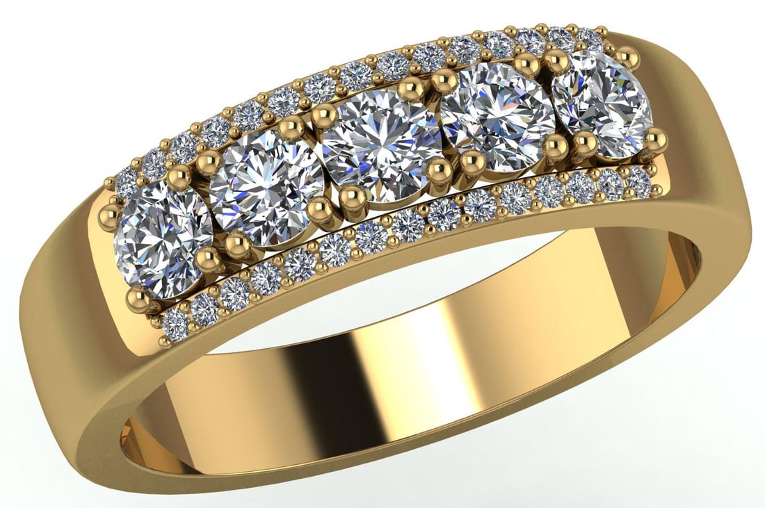 Certified 1.60 CTW Round Diamond 14K Yellow Gold Ring: Center Stone 1.25 CTW 5 Round Diamond Center Stone Clarity:SI2-SI3 Center Stone Color G-H : White Diamond Stone Setting ;Prong Side Stone Clarity;SI1-SI2 Side Stone Color ;White Diamond G-H Side