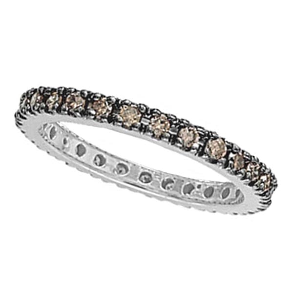 Champagne Diamond Eternity Ring Band in 14k White Gold 0.50ctw: CENTER STONE; Diamond CENTER STONE CLARITY; SI CENTER STONE COLOR; Brown CENTER STONE SETTING; Prong SIDE STONE CLARITY; SIDE STONE COLOR; SIDE STONE SETTING; ctw OF SIDE STONE: SIDE STONE QUALITY; #P
