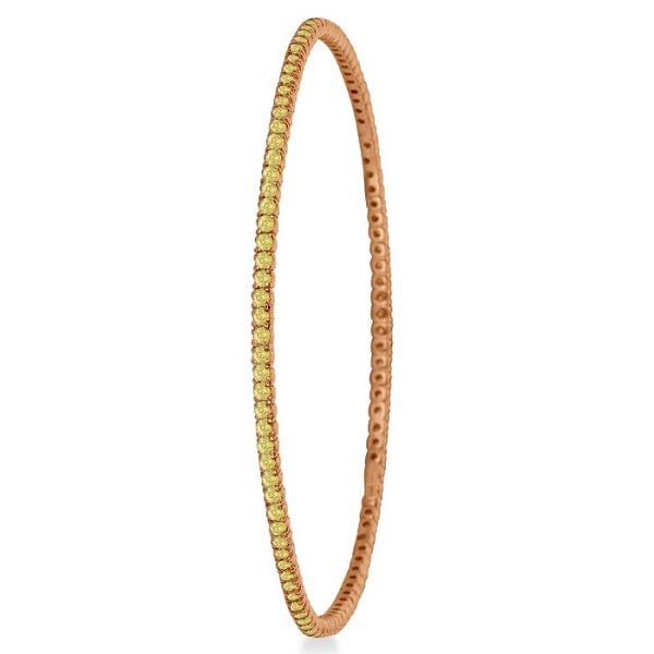 Fancy Yellow Diamond Eternity Bangle Bracelet 14k Rose Gold 2.60ctw: CENTER STONE; Diamond CENTER STONE CLARITY; SI CENTER STONE COLOR; Yellow CENTER STONE SETTING; Prong SIDE STONE CLARITY; SIDE STONE COLOR; SIDE STONE SETTING; ctw OF SIDE STONE: SIDE STONE QUALITY; #