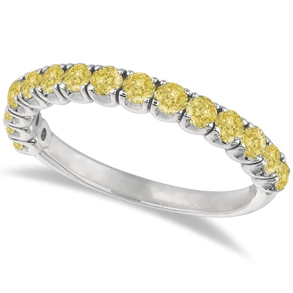 Yellow Canary Diamond Ring Anniversary Band 14k White Gold 1.00ctw: CENTER STONE; Diamond CENTER STONE CLARITY; SI CENTER STONE COLOR; Yellow CENTER STONE SETTING; Prong SIDE STONE CLARITY; SIDE STONE COLOR; SIDE STONE SETTING; ctw OF SIDE STONE: SIDE STONE QUALITY; #