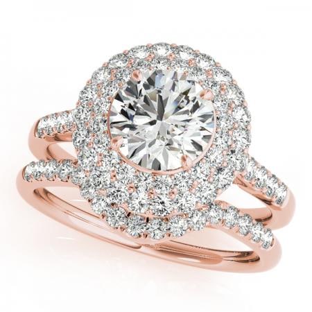 CERTIFIED 14KT ROSE GOLD 1.24 CTW J-K/VS-SI1 DIAMOND HALO BRIDAL SET: CERTIFIED 14KT ROSE GOLD 1.24 CTW J-K/VS-SI1 DIAMOND HALO BRIDAL SET (CENTER STONE DAIMOND .60 CTW J-K/VS-SI1) please request ring size upon payment #PAPPS86245v3