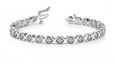 14KT WHITE GOLD 1 CTW G-H SI2/SI3 X AND O DIAMOND BRACELET: 14KT WHITE GOLD 1 CTW G-H SI2/SI3 X AND O DIAMOND BRACELET #PAPPS20207v5