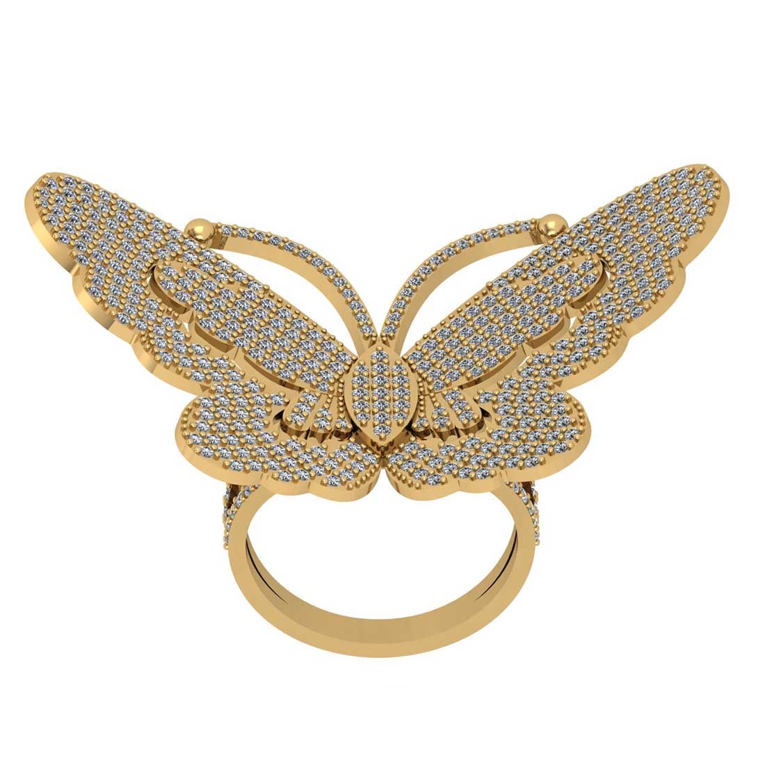 3.18 Ctw SI2/I1 Diamond 14K Yellow Gold Butterfly Engagement/Wedding Ring: Total Diamond Weight : 3.18 Ctw ( Round Cut ) Diamond Color :- J-K Clarity : SI2/I1 Stone Setting : Prong Metal Weight : Approx 13.80 Gram 14K Yellow Gold Engagement/Wedding Ring Current Ring Size-8 L