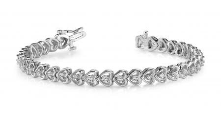 14K WHITE GOLD .90 CTW G-H SI2/SI3 FLOATING DIAMOND HEART BRACELET: 14K WHITE GOLD .90 CTW G-H SI2/SI3 FLOATING DIAMOND HEART BRACELET #PAPPS20024v5