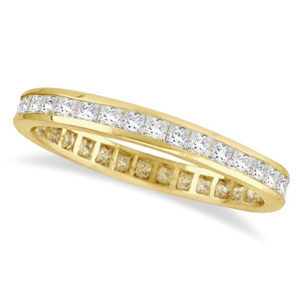 Princess-Cut Diamond Eternity Ring Band 14k Yellow Gold 1.16ctw: CENTER STONE; Diamond CENTER STONE CLARITY; SI CENTER STONE COLOR; J-K CENTER STONE SETTING; Channel SIDE STONE CLARITY; SIDE STONE COLOR; SIDE STONE SETTING; ctw OF SIDE STONE: SIDE STONE QUALITY; #P