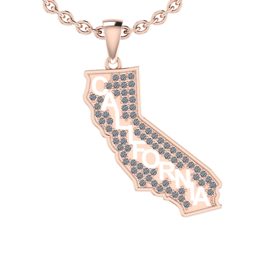 0.58 Ctw SI2/I1 Diamond 14K Rose Gold Express Your State Love CALIFORNIA Ne: Total Diamond Weight : 0.58 Ctw ( Round Cut ) Diamond Color :- J-K Clarity : SI2/I1 Stone Setting : Prong Metal Weight : Approx 6.90 Gram 14K Rose Gold Express Your State Love CALIFORNIA Necklace #PAP