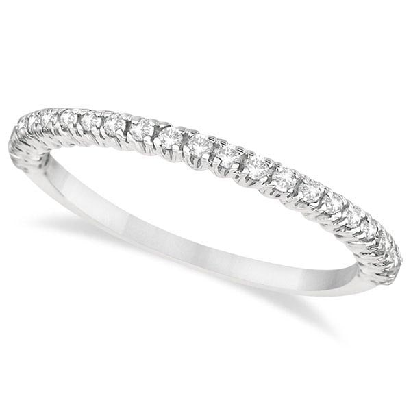 Half-Eternity Pave-Set Diamond Stacking Ring platinum 0.25ctw: CENTER STONE; Diamond CENTER STONE CLARITY; SI1-SI2 CENTER STONE COLOR; J-K CENTER STONE SETTING; Pave SIDE STONE CLARITY; SIDE STONE COLOR; SIDE STONE SETTING; ctw OF SIDE STONE: SIDE STONE QUALITY; 