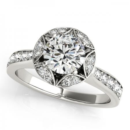 CERTIFIED PLATINUM 1.30 CTW J-K/VS-SI1 DIAMOND HALO ENGAGEMENT RING (1 of 1)