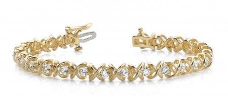 14KT YELLOW GOLD 1 CTW G-H VS2/SI1 X LINK DIAMOND TENNIS BRACELET (1 of 1)