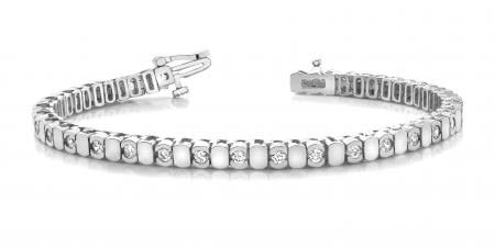 14KT WHITE GOLD 1 CTW G-H VS2/SI1 ALTERNATING BEZEL DIAMOND BRACELET (1 of 2)