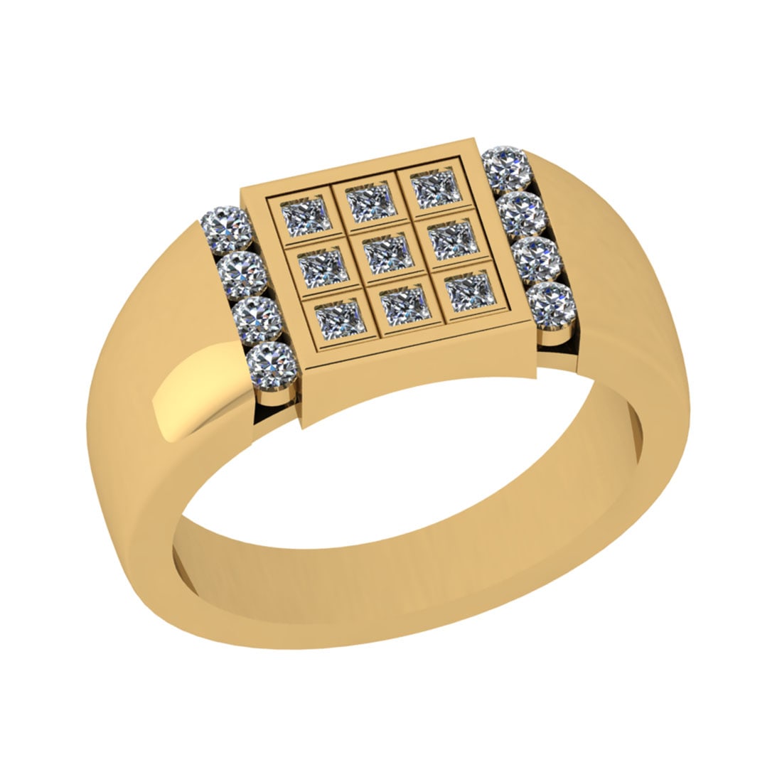 0.44 Ctw SI2/I1 Diamond 14K Yellow Gold Men s Engagement Ring: Total Diamond Weight : 0.44 Ctw (Princess & Round Cut) Color : J-K Setting : Prong Stone Clarity : SI2/I1 Metal Weight : Approx 4.90 Gram 14K Yellow Gold Men s Engagement Ring #PAPPS91475v7
