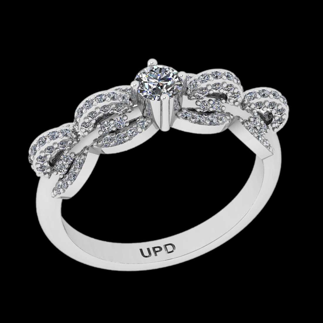 0.77 Ctw VS/SI1 Diamond 14K White Gold Vintage Style Ring: Center Diamond Weight : 0.25 Ctw ( Round Cut) Center Color :-J-K Center Stone Clarity :- VS/SI1 Center Stone Setting : Prong Side Stone Weight Of Ctw 0.52 Ctw Side Stone Color : J-K Stone Clarity : VS