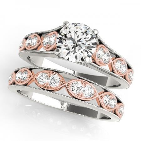 CERTIFIED 18KT TWO TONE GOLD 1.45 CTW J-K/VS-SI1 DIAMOND BRIDAL SET (1 of 1)