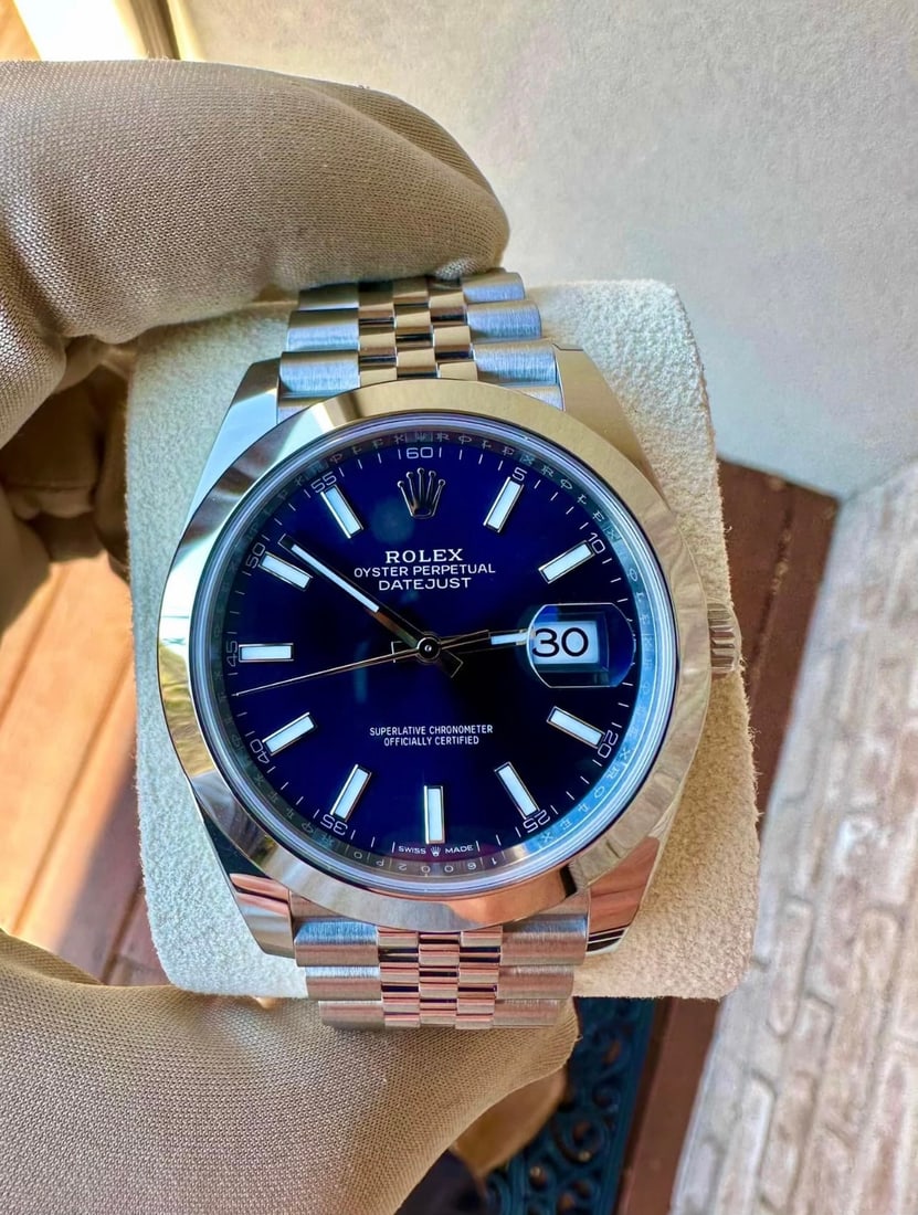 Rolex 41mm Blue Dial Datejust on Jubilee Bracelet Comes with Box and Papers: Rolex 41mm Blue Dial Datejust on Jubilee Bracelet Comes with Box and Papers #PAPPS12659v8