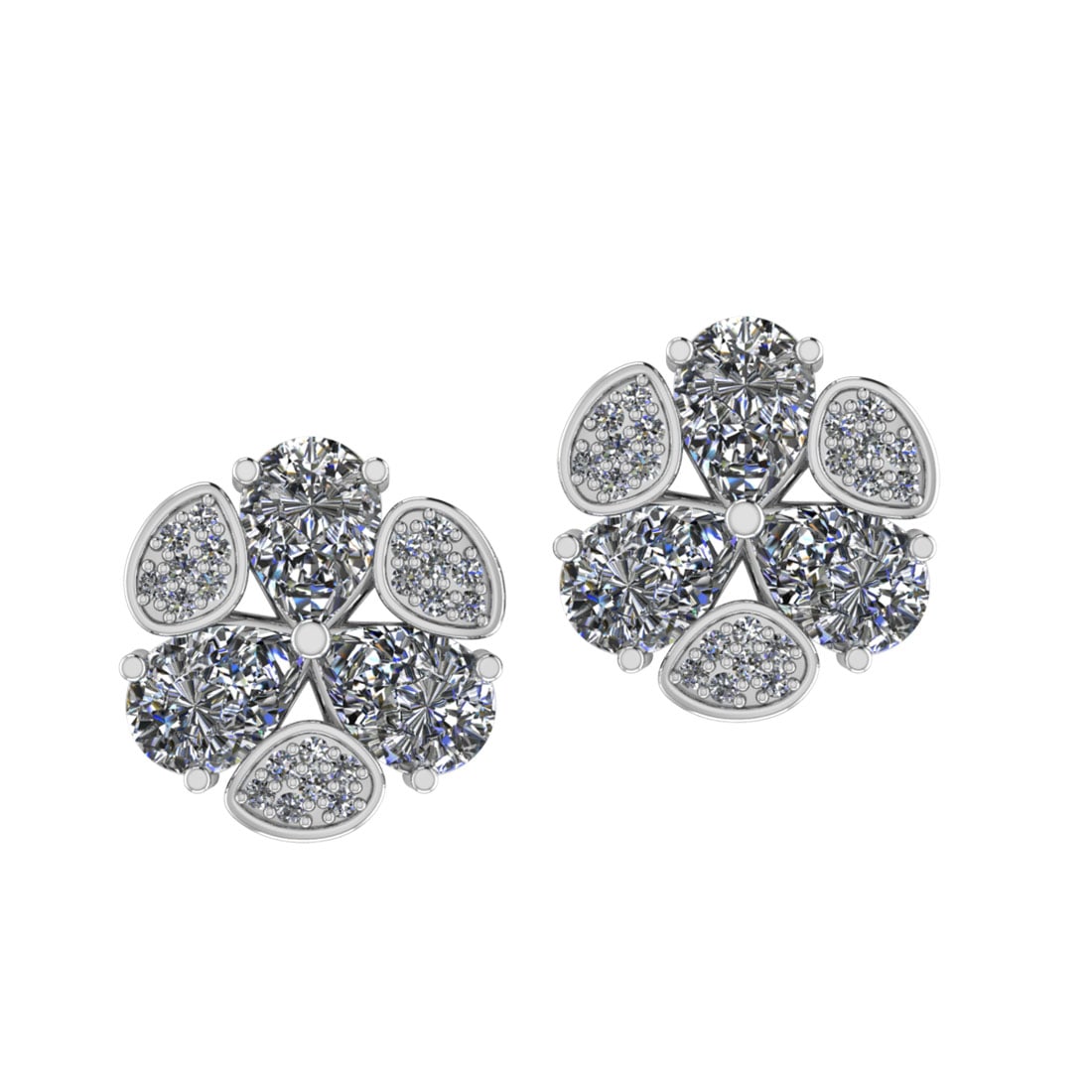 4.75 Ctw SI2/I1 Diamond 14K Yellow Gold Stud Earrings: Center Diamond Weight : 4.50 Ctw (Pear Cut) Center Diamond Color : J-K Center Stone Setting : Prong Center Stone Clarity : SI2/I1 Side Stone Weight Of Ctw 0.25 Ctw Side Stone Color : J-K Stone Clarity