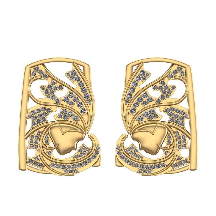 1.24 Ctw SI2/I1 Diamond 14K Yellow Gold Antique style stud Earrings (1 of 1)