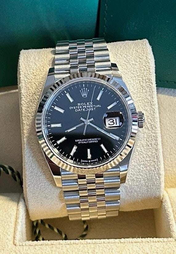 36mm Rolex Ref. 126234 Black Dial Jubiliee Comes with Box and Papers: 36mm Rolex Ref. 126234 Black Dial Jubiliee Comes with Box and Papers #PAPPS12673v8
