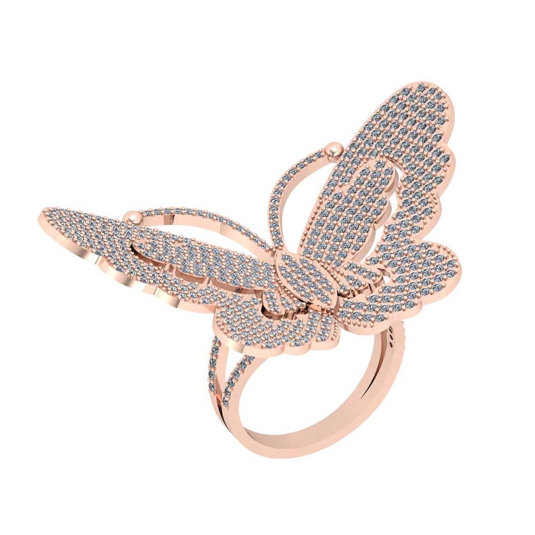 3.18 Ctw SI2/I1 Diamond 14K Rose Gold Butterfly Engagement/Wedding Ring: Total Diamond Weight : 3.18 Ctw ( Round Cut ) Diamond Color :- J-K Clarity : SI2/I1 Stone Setting : Prong Metal Weight : Approx 13.80 Gram 14K Rose Gold Engagement/Wedding Ring Current Ring Size-8 Len