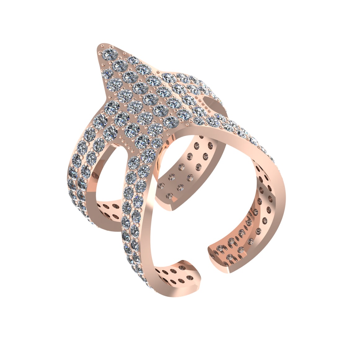 3.52 Ctw VS/SI1 Diamond 14k Rose Gold Star Ring: Total Diamond Weight : 3.52 Ctw (Round cut) Center Diamond Color :- J-K Center Clarity : VS/SI1 Stone Setting : Prong Metal Weight : Approx 13.90 Gram 14k Rose Gold Star Ring Current Ring Size-8 #PAPP