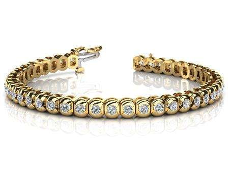 14K YELLOW GOLD 1 CTW G-H I1/I2 HALF BEZEL DIAMOND TENNIS BRACELET: 14K YELLOW GOLD 1 CTW G-H I1/I2 HALF BEZEL DIAMOND TENNIS BRACELET #PAPPS23441v5