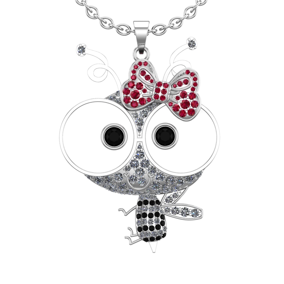 4.04 Ctw SI2/I1Ruby and Diamond 14K White Gold Hip Hop theme Pendant Neckla: Color Diamond Weight :- 1.29 ctw Diamond Color :-Treated Fancy Black Diamond Clarity : SI2/I1Center Stone Weight : 0.81 Ctw (Round Cut) Center stone Color :- Ruby Center Stone Setting : Prong Side Sto