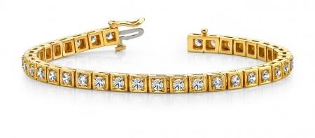 14K YELLOW GOLD 1 CTW G-H I1/I2 FLOATING DIAMOND BOX TENNIS BRACELET: 14K YELLOW GOLD 1 CTW G-H I1/I2 FLOATING DIAMOND BOX TENNIS BRACELET #PAPPS23421v5