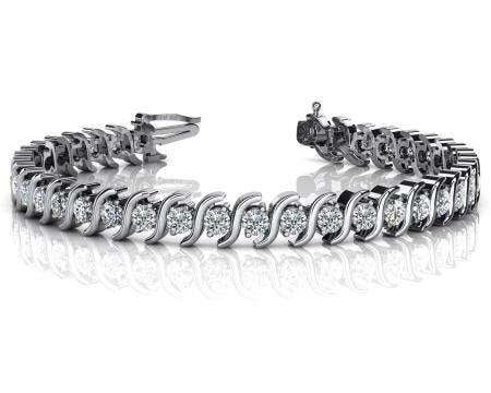 14K WHITE GOLD 1 CTW G-H I1/I2 CLASSIC S SHAPED DIAMOND TENNIS BRACELET: 14K WHITE GOLD 1 CTW G-H I1/I2 CLASSIC S SHAPED DIAMOND TENNIS BRACELET #PAPPS23382v5