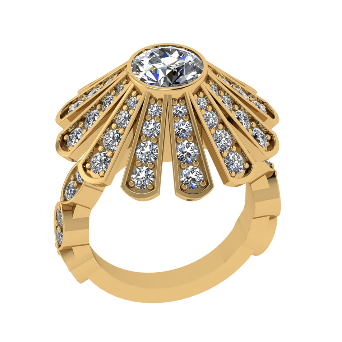 3.35 Ctw SI2/I1 Diamond 4k Yellow Gold Engagement Ring: Center Diamond Weight :-: 1.25 Ctw ( Round Cut) Color :- J-K Clarity : SI2/I1 Center Stone Setting : Prong Side Diamond Weight Of Ctw 2.10 Ctw Color : J-K Clarity : SI2/I1 Stone Setting : Prong Metal 