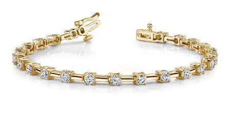 14KT YELLOW GOLD 1 CTW G-H VS2/SI1 CLASSIC SOLID RECTANGLE LINK DIAMOND BRA (1 of 1)