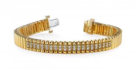 14K YELLOW GOLD .65 CTW G-H I1/I2 DOUBLE CENTER STRAND DIAMOND BRACELET (1 of 1)