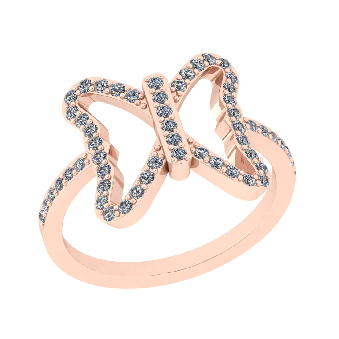 1.03 Ctw SI2/I1 Diamond 14K Rose Gold Valentine Special Butterfly Ring: Total Diamond Weight : 1.03 Ctw ( Round Cut ) Diamond Color :- J-K Clarity : SI2/I1 Stone Setting : Prong Metal Weight : Approx 5.90 Gram 14K Rose Gold Valentine Special Butterfly Ring Current Ring Si