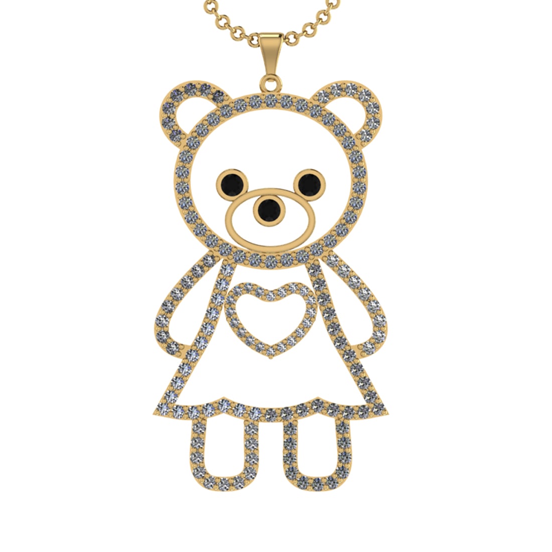 3.56 Ctw SI2/I1 Treted Fancy Black Diamond Prong Set 14K Yellow Gold Teddy: Eye Diamond Weight :- 0.30 ctw Eye Diamond Color :- Treted Fancy Black Diamond Setting :- Prong Side Stone Weight Of Ctw 3.26 Ctw Side Stone Color : J-K Stone Clarity : SI2/I1 Stone Setting : Prong Me