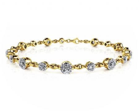 14K YELLOW GOLD 5 CTW G-H SI3/I1 DIAMOND AND CHAIN LINK BRACELET: 14K YELLOW GOLD 5 CTW G-H SI3/I1 DIAMOND AND CHAIN LINK BRACELET #PAPPS19888v5