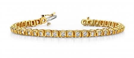 14K YELLOW GOLD 2.50 CTW G-H SI2/SI3 HALF BEZEL CIRCLE LINK DIAMOND TENNIS: 14K YELLOW GOLD 2.50 CTW G-H SI2/SI3 HALF BEZEL CIRCLE LINK DIAMOND TENNIS BRACELET #PAPPS20083v5
