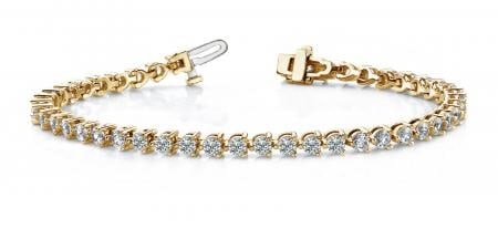 14K YELLOW GOLD 2 CTW G-H I1/I2 THREE PRONG TENNIS BRACELET (1 of 1)