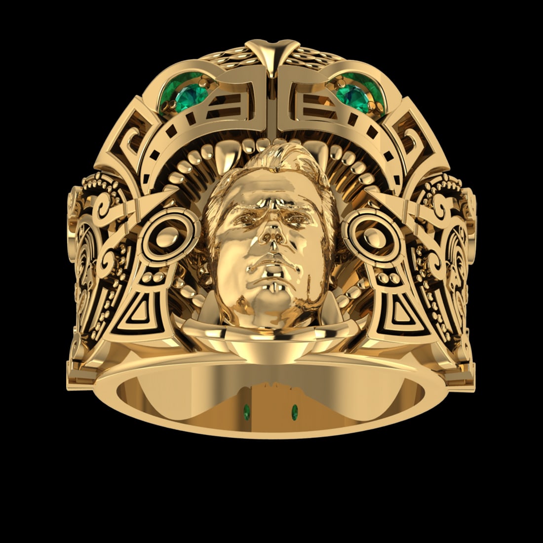0.10 Ctw Emerald 18k Yellow Gold Buy High Quality Modern Unique Men s Ring (1 of 2)