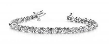 14KT WHITE GOLD 1 CTW G-H VS2/SI1 DOUBLE DIAMOND X LINK BRACELET: 14KT WHITE GOLD 1 CTW G-H VS2/SI1 DOUBLE DIAMOND X LINK BRACELET #PAPPS19961v5