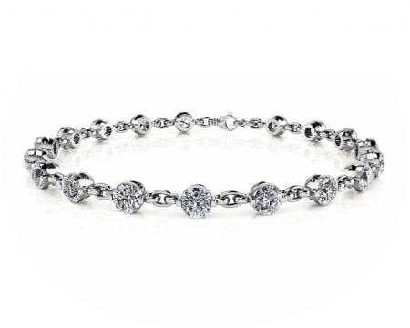 14K WHITE GOLD 4 CTW J-L SI1/SI2 DIAMOND AND CHAIN LINK BRACELET: 14K WHITE GOLD 4 CTW J-L SI1/SI2 DIAMOND AND CHAIN LINK BRACELET #PAPPS19889v5