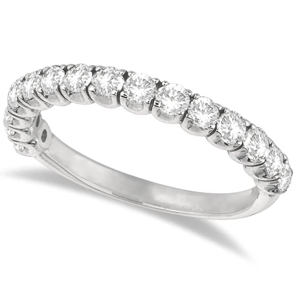 Diamond Wedding Band Anniversary Ring in 14k White Gold 1.00ctw: CENTER STONE; Diamond CENTER STONE CLARITY; SI CENTER STONE COLOR; J-K CENTER STONE SETTING; Prong SIDE STONE CLARITY; SIDE STONE COLOR; SIDE STONE SETTING; ctw OF SIDE STONE: SIDE STONE QUALITY; #PAP