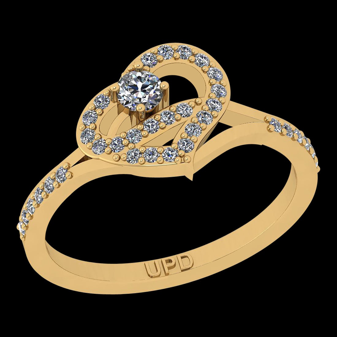 0.30 Ctw i2/i3 Diamond 14K Yellow Gold Heart Promises Ring: Center Diamond Weight : 0.30 Ctw (Round Cut) Center Diamond Color :- J-K Center Clarity : i2/i3 Stone Setting : Prong Metal Weight : Approx 3.90 Gram 14K Yellow Gold Heart Promises Ring Current Ring S