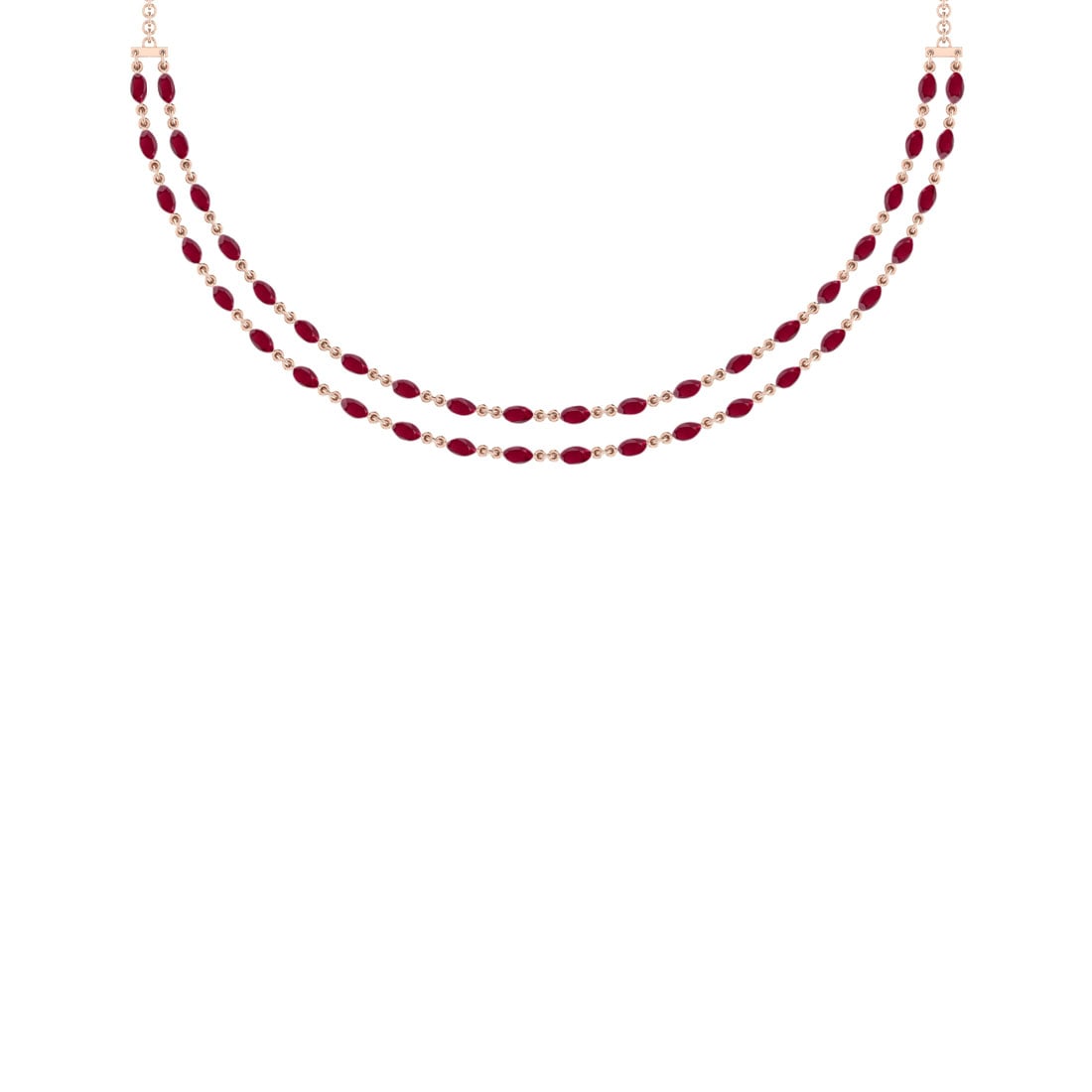 10.50 Ctw Ruby 14K Rose Gold Double layer Necklace: Center Stone Weight : 10.50 Ctw ( Marquise Cut) Center Stone Color :-Ruby Stone Setting : Prong Metal Weight : Approx 15.80 Gram 14K Rose Gold Double layer Necklace Size :- 16 Inches #PAPPS67588v7