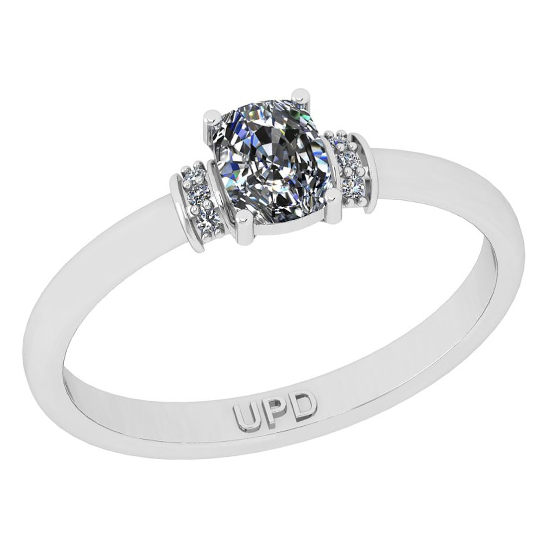 0.62 ctw GIA Certified Center StoneDiamond 14K White Gold Wedding Ring: Center Diamond Weight :-0.60 Ctw (Cushion Cut) GIA Certified Center StoneCenter Color :- I-J Stone Clarity : SI2/I1 Stone Setting : Prong Side Stone Weight Of Ctw 0.02 ctw Side Stone Color : I-J Stone