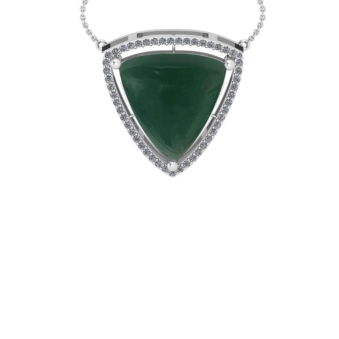 24.80 Ctw SI2/I1 Green Aquamarine And Diamond 14K White Gold Vintage Style: Color Stone Weight : 23.03 Ctw ( Trillion cabochon ) Center Stone Color : Green Aquamarine Center Stone Setting : Prong Side Stone Weight Of Ctw 1.77 Ctw Side Stone Color : J-K Stone Clarity : SI2/I1